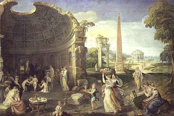 Landscape with classical ruins and women bathing, c.1552-53 - view 1