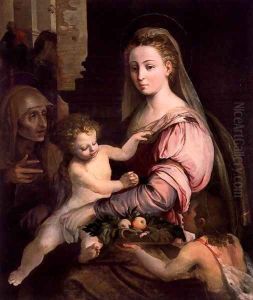 Virgin and Child with St Anne and the Infant St John by Lambert Sustris