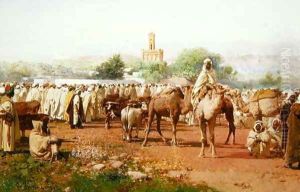 Arab Village Scene, 1883 by Gustavo Simoni