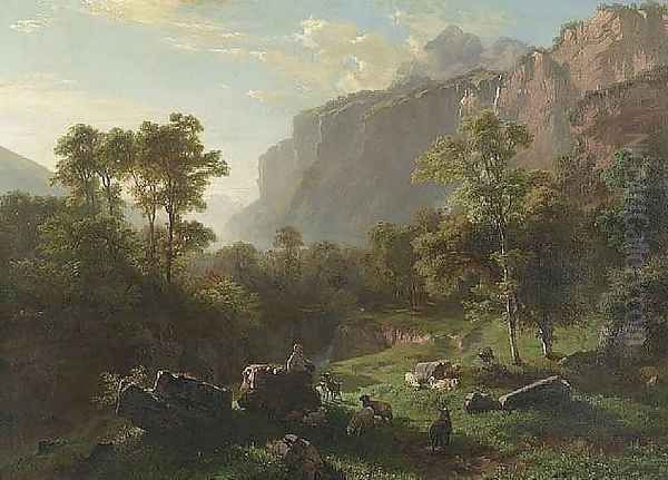 Young herdsman with goats and sheep, 1858 - view 1
