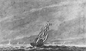 Full Sail off Sandy Hook--Entrance to New York Harbor by Pavel Petrovich Svinin