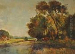 Paesaggio Lacustre Con Mucche Alpascolo by Paolo Sala