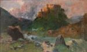Paesaggio Montano Turrito Con Ruscello by Paolo Sala