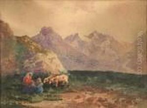 Paesaggio Con Pastorelle E Gregge by Paolo Sala