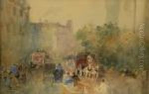 Attr. "viale Londinese Con
Carrozze" 1920. Acquerello Firmato E Datato In Basso A Sinistra, In
Cornice by Paolo Sala