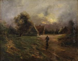 Evening Village Scene by Paolo Sala