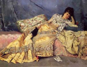 Lady On A Pink Divan by Julius LeBlanc Stewart