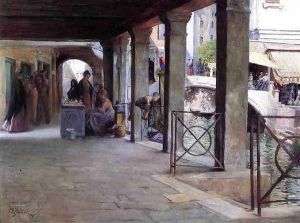 Venetian Market Scene by Julius LeBlanc Stewart
