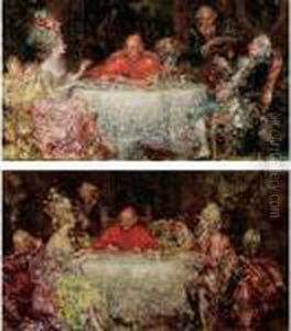 Evening With The Cardinal; A Pair Of Paintings