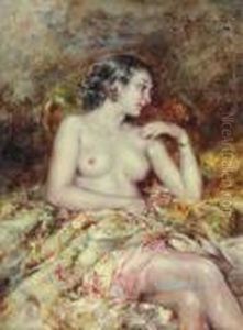 A Semi-nude In An Interior by Juan Pablo Salinas Y Teruel