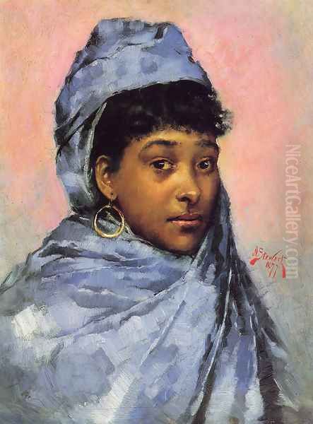 Young Woman In Blue - view 1