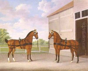 A Pair of Bay Carriage Horses in a Stable Yard, 1784 by John Nost Sartorius