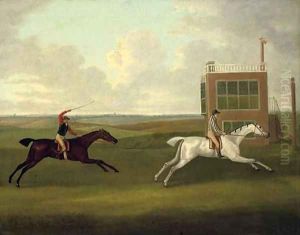 The Duke of Bedford's Grey Diomed beating H.R.H, The Prince of Wales's Traveller over the Beacon course, Newmarket, 8 May 1790 by John Nost Sartorius