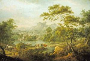 An Imaginary Landscape with a Wagon and a Distant View of a Town
