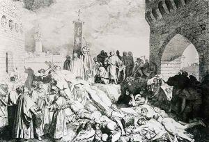 Plague in Florence as described by Boccaccio, engraved by Guiseppe Volpini by Luigi Sabatelli