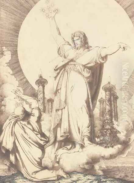 Et conversus vidi septem candelabra aurea... Christ with a sword emerging from His mouth holding seven stars and surrounded by seven candlesticks - view 1