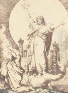 Et conversus vidi septem candelabra aurea... Christ with a sword emerging from His mouth holding seven stars and surrounded by seven candlesticks by Luigi Sabatelli