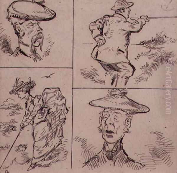 Golfers, illustration from Graphic magazine, pub. c.1870 - view 1