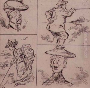 Golfers, illustration from Graphic magazine, pub. c.1870 by Henry Sandercock