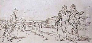 The Roadmen disturbed by the Golfers, illustration from Graphic magazine, pub. c.1870 by Henry Sandercock