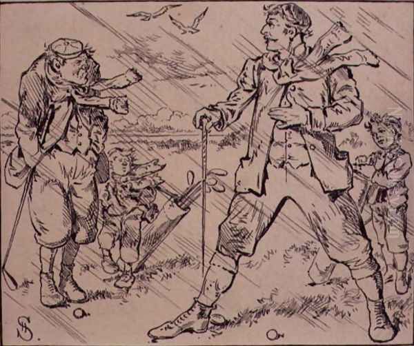 Bad Weather on the Golf Course, illustration from Graphic magazine, pub. c.1870 - view 1