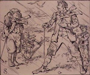 Bad Weather on the Golf Course, illustration from Graphic magazine, pub. c.1870 by Henry Sandercock