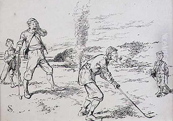 The Absent Minded Golfer, illustration from Graphic magazine, pub. c.1870 - view 1