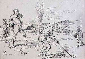 The Absent Minded Golfer, illustration from Graphic magazine, pub. c.1870 by Henry Sandercock
