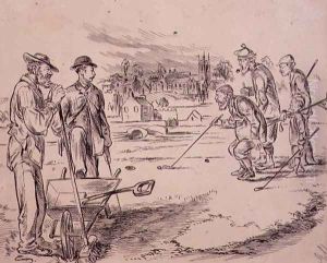 Measuring up, illustration from Graphic magazine, pub. c.1870