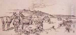 Donkeys on the Golf Course, illustration from Graphic magazine, pub. c.1870 by Henry Sandercock