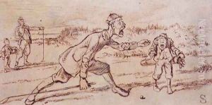 Shouting at the Caddie, illustration from Graphic magazine, pub. c.1870 by Henry Sandercock