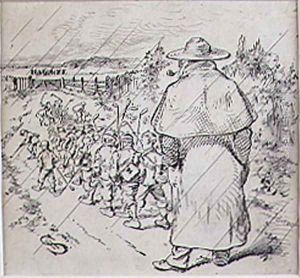 The School Boy Golfers in the Rain, illustration from Graphic magazine, pub. c.1870 by Henry Sandercock