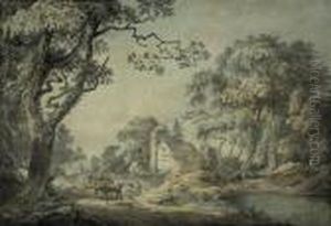 Drover On A Road By A Cottage