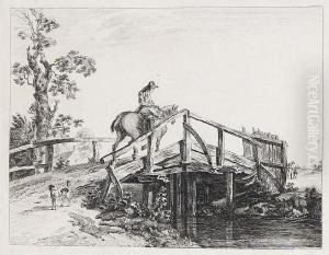 Horse And Rider Crossing A Wooden Bridge