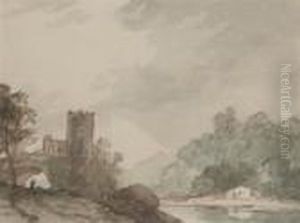 Lakeside Scene With Ancient Castle by Paul Sandby