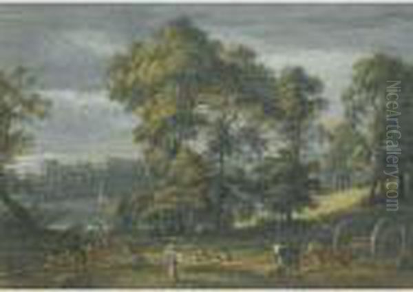 Chepstow Castle, With A Wood-cutter And His Family In Theforeground - view 1