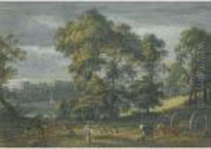 Chepstow Castle, With A Wood-cutter And His Family In Theforeground by Paul Sandby