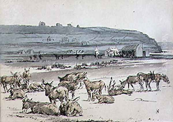 Donkeys on the Golf Course, illustration from Graphic magazine, pub. c.1870 2 - view 1