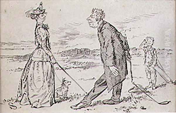 The Courteous Golfer, illustration to Graphic magazine, pub. c.1870 - view 1