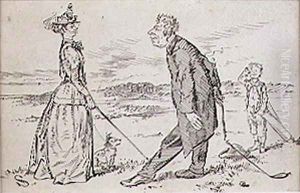 The Courteous Golfer, illustration to Graphic magazine, pub. c.1870 by Henry Sandercock