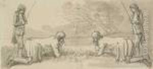 Four Youths Fishing by Paul Sandby
