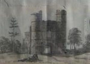 Figure Before A Ruined Gate Tower by Paul Sandby