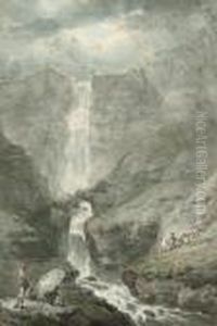 Pistyll Rhaiadr, North Wales by Paul Sandby