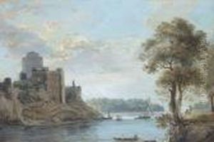 A Lazy Day On The Estuary Below A Ruined Castle