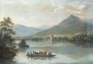 Ross Castle, Killarney, With Villagers On A Ferryboat