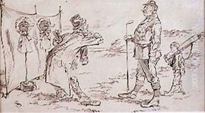 The Golfer being disturbed by the Salesman, illustration to Graphic magazine, pub. c,1870 by Henry Sandercock