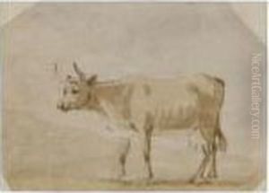 A Young Girl Seated; A Cow by Paul Sandby