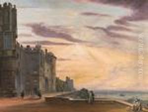 The North Terrace Of Windsor Castle Looking West by Paul Sandby