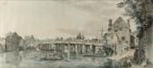 The Old Wooden Bridge At Windsor by Paul Sandby