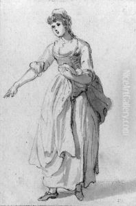 Study Of A Woman Pointing by Paul Sandby